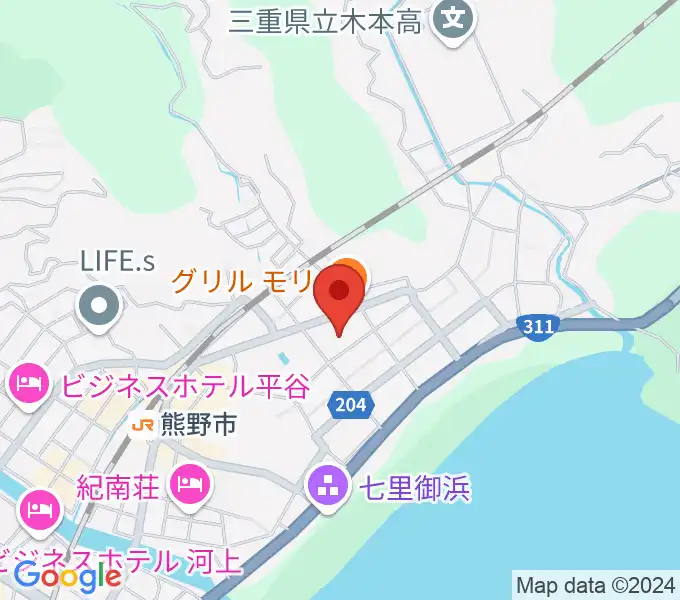 熊野市民会館の地図