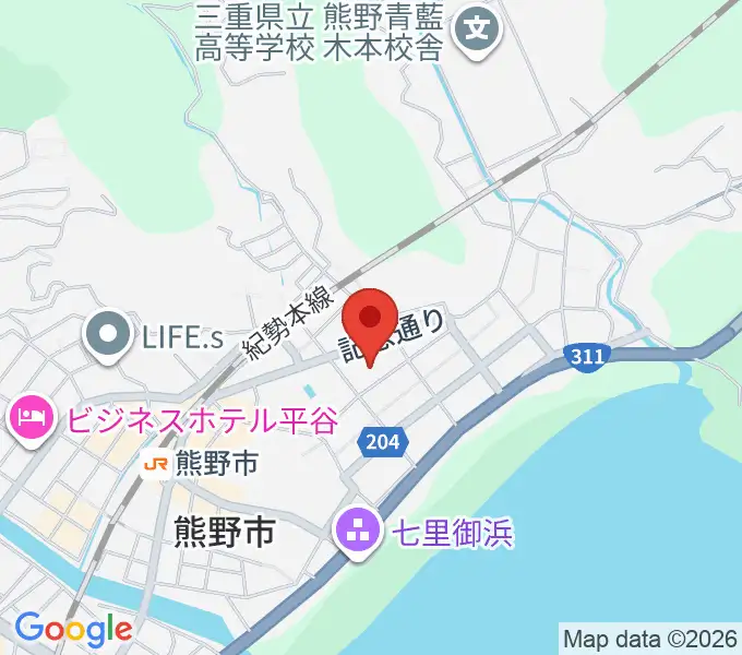 熊野市民会館の地図