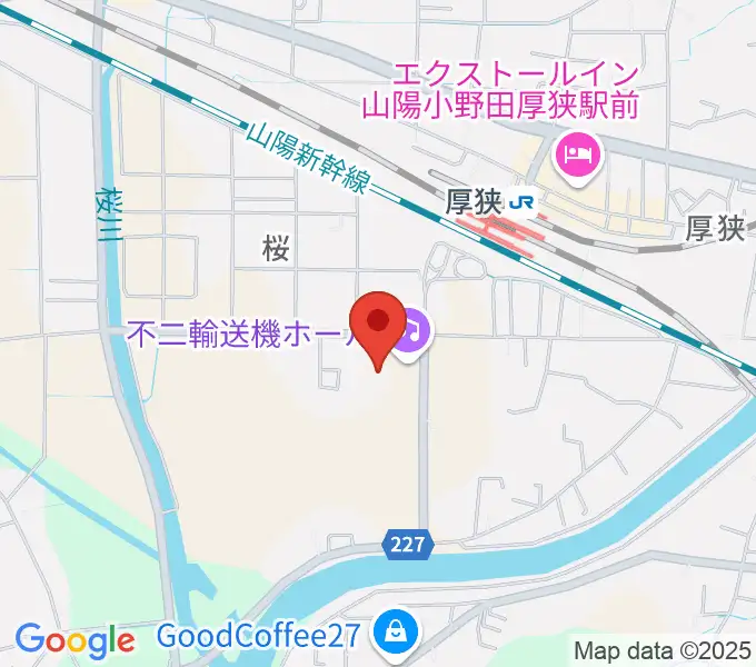 不二輸送機ホールの地図