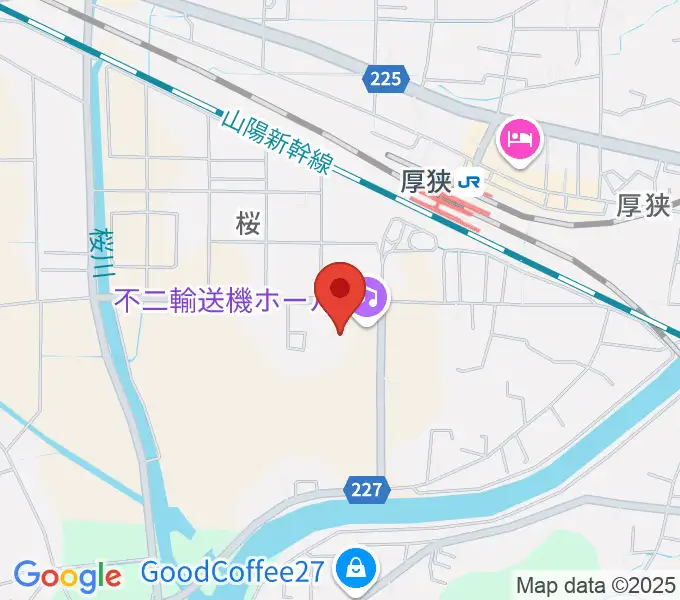 不二輸送機ホールの地図