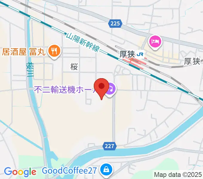 不二輸送機ホールの地図