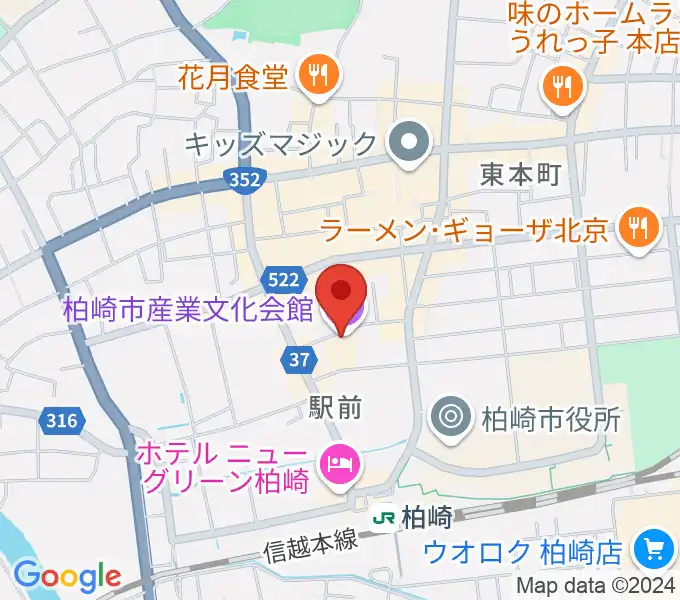 柏崎市産業文化会館の地図