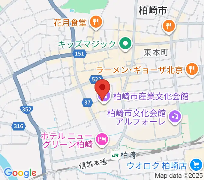 柏崎市産業文化会館の地図