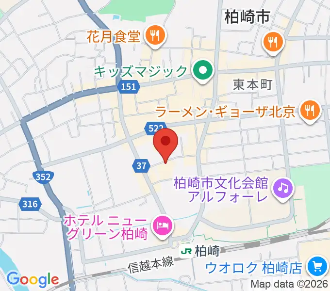 柏崎市産業文化会館の地図