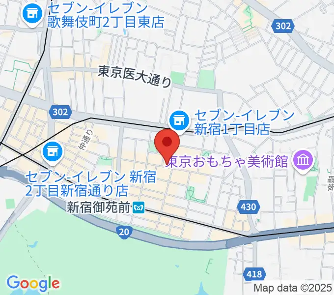 新宿御苑Only Yesterdayの地図