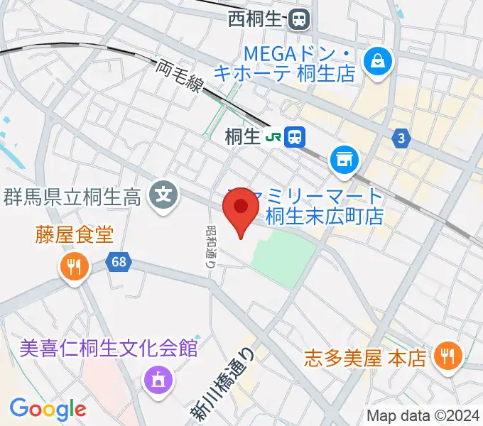 桐生市立中央公民館の地図