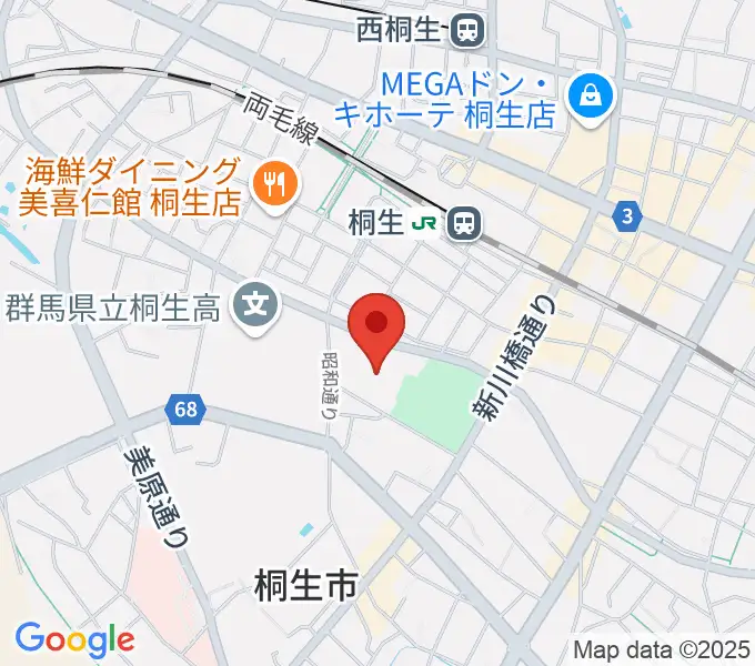 桐生市立中央公民館の地図