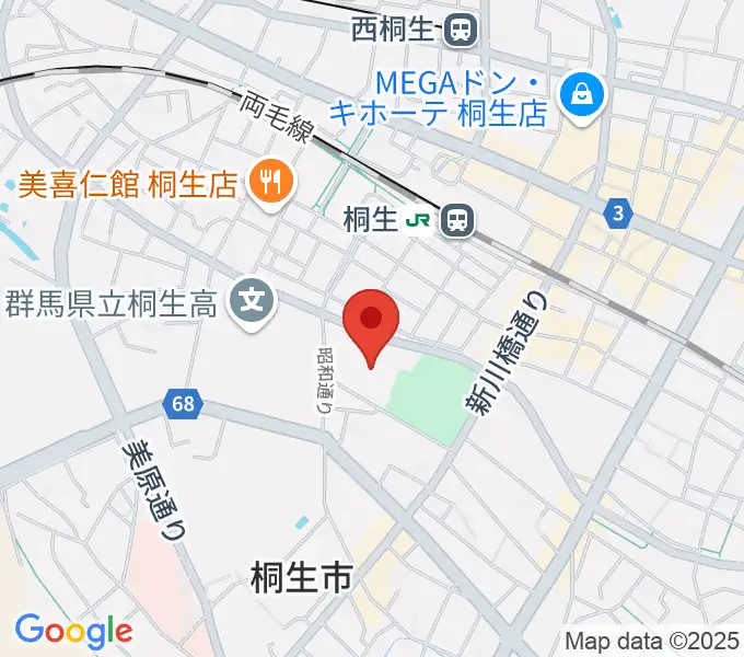 桐生市立中央公民館の地図