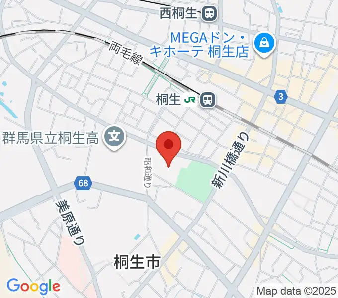 桐生市立中央公民館の地図