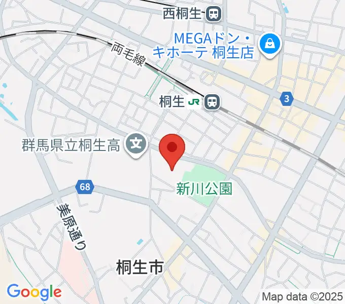 桐生市立中央公民館の地図