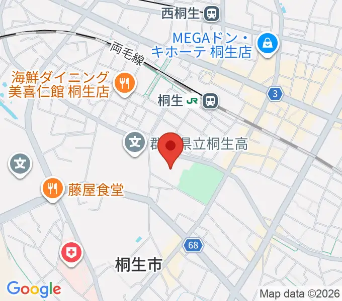 桐生市立中央公民館の地図