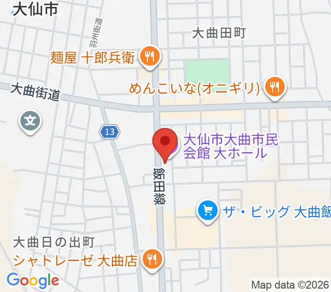 大曲市民会館の地図
