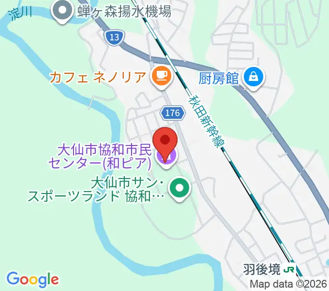 大仙市協和市民センター和ピアの地図