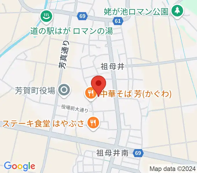 芳賀町民会館の地図