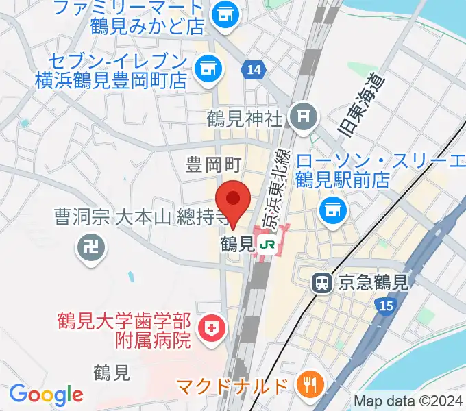 横浜市鶴見公会堂の地図