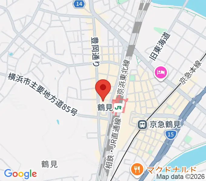 横浜市鶴見公会堂の地図