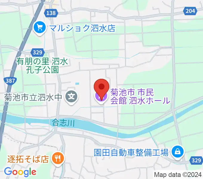 菊池市泗水ホールの地図