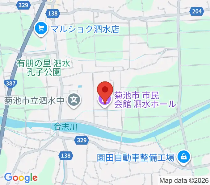菊池市泗水ホールの地図