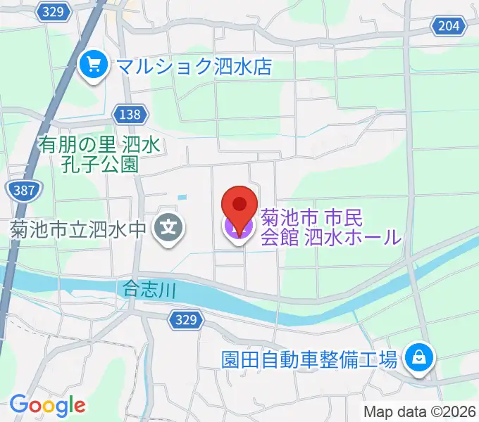 菊池市泗水ホールの地図