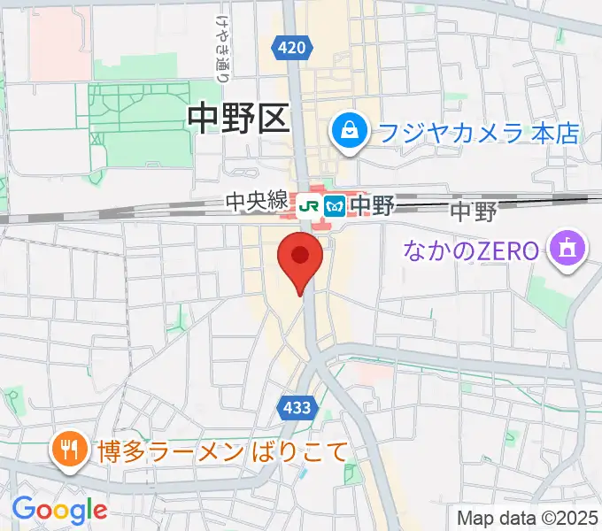 ミュージックセンター中野の地図