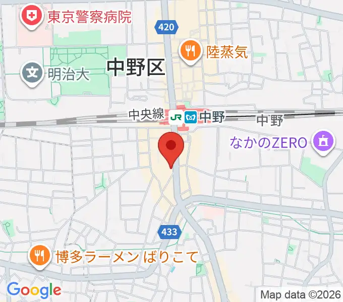ミュージックセンター中野の地図