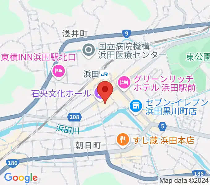 石央文化ホールの地図