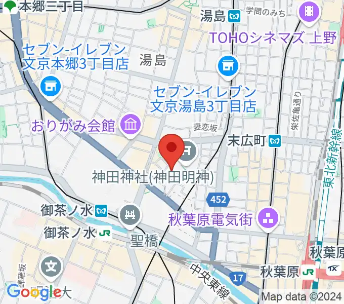 神田明神ホールの地図