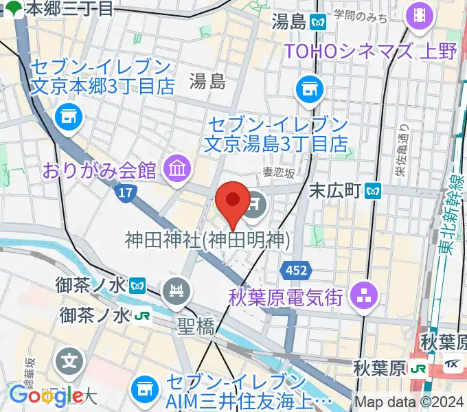 神田明神ホールの地図