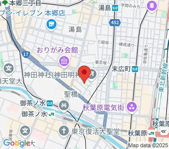 神田明神ホールの地図