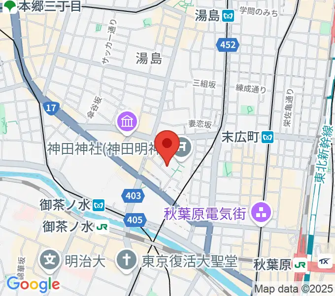 神田明神ホールの地図