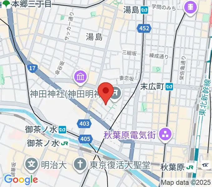 神田明神ホールの地図