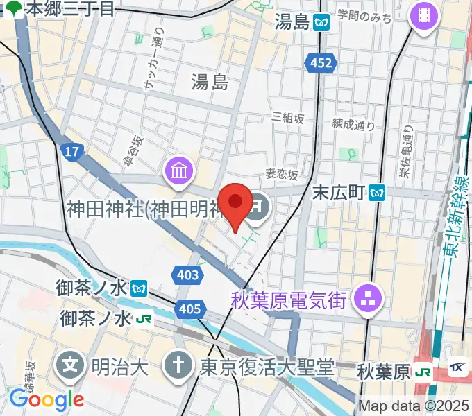 神田明神ホールの地図