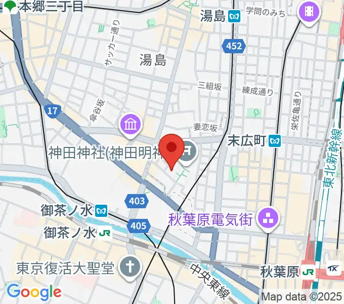 神田明神ホールの地図