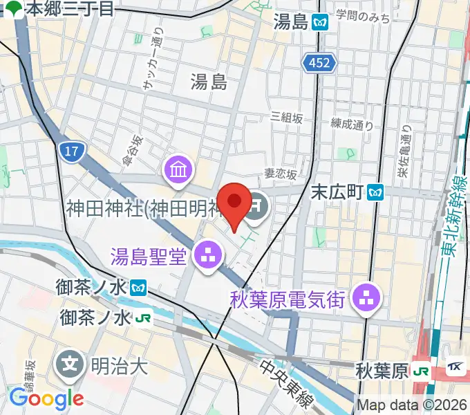 神田明神ホールの地図