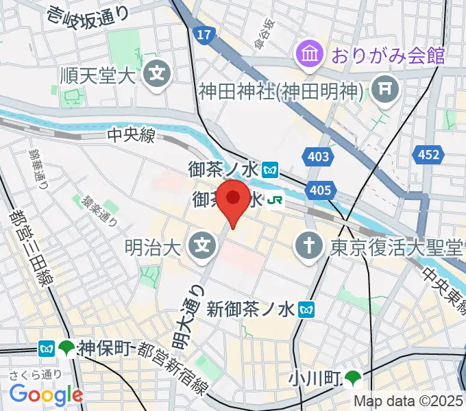 おちゃのみず楽器の地図