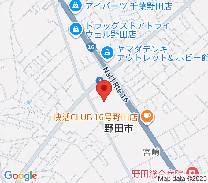 野田ガスホールの地図