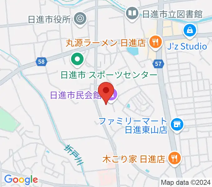 日進市民会館の地図