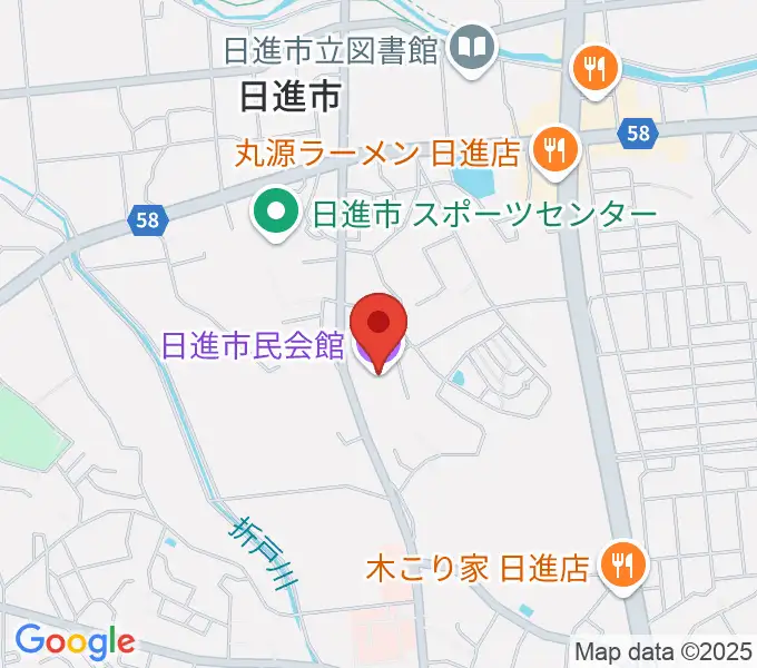 日進市民会館の地図