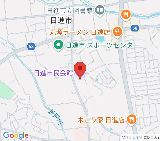 日進市民会館の地図