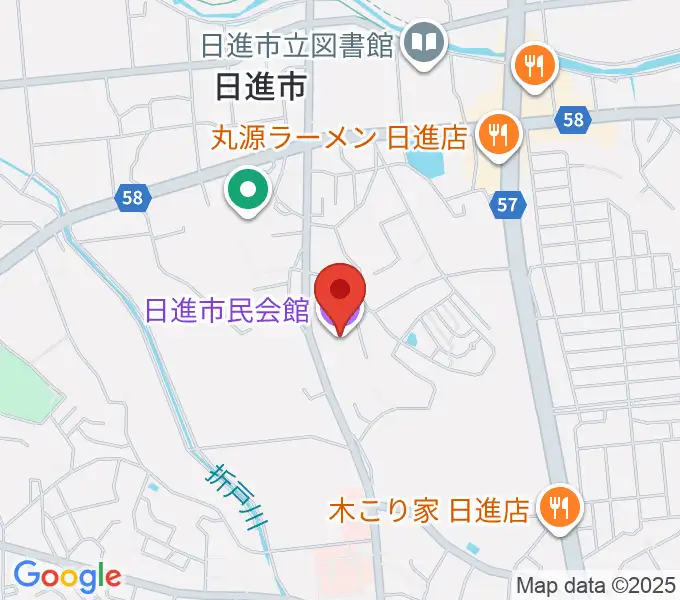日進市民会館の地図