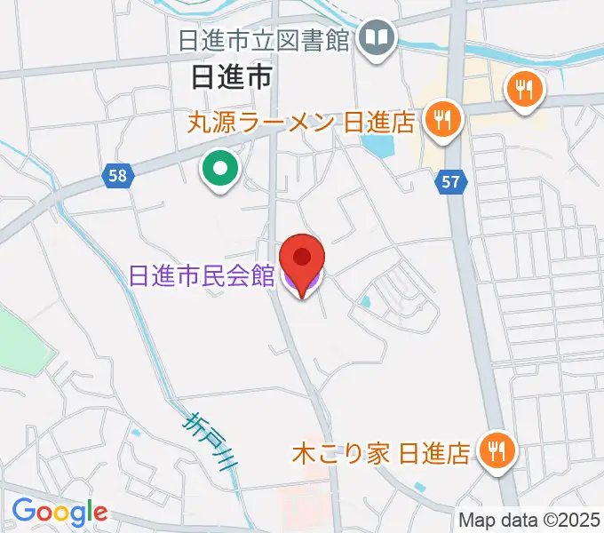 日進市民会館の地図