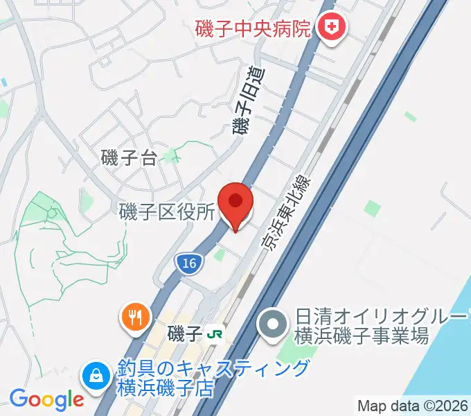 磯子公会堂の地図