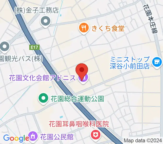 深谷市花園文化会館アドニスの地図