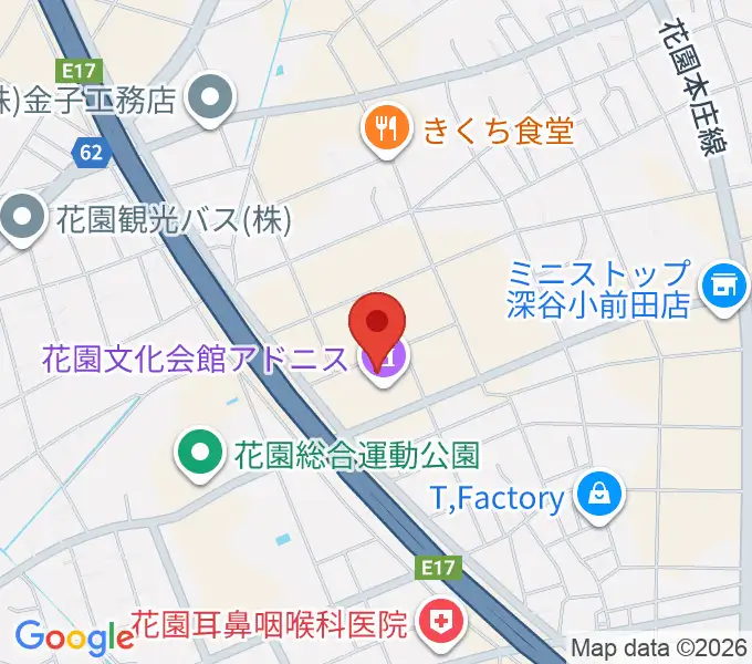 深谷市花園文化会館アドニスの地図