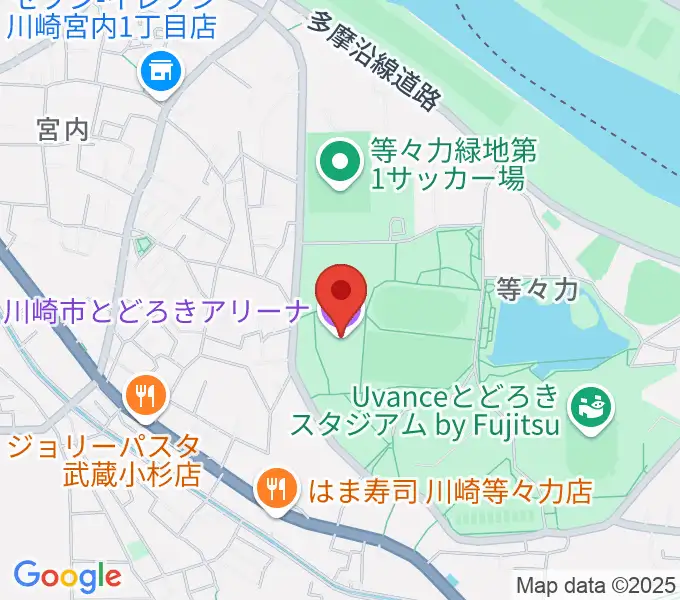川崎市とどろきアリーナの地図