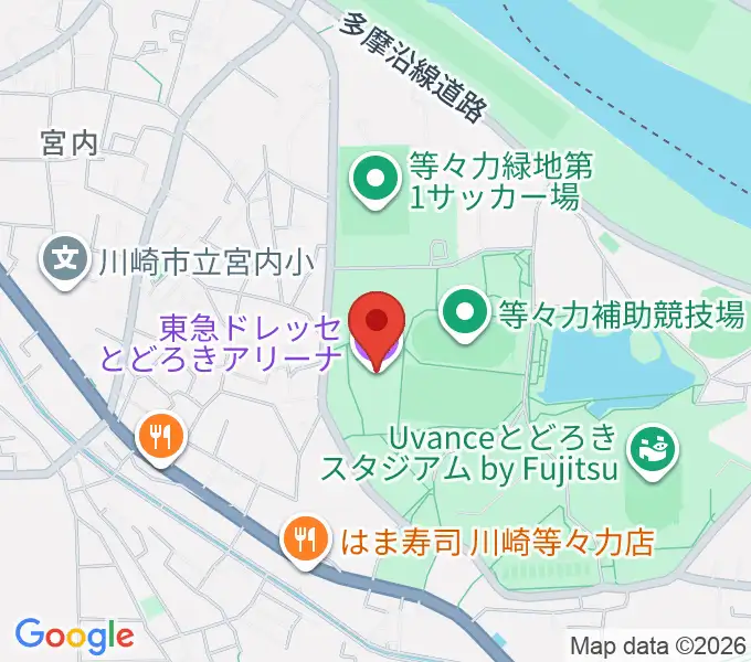 東急ドレッセとどろきアリーナの地図