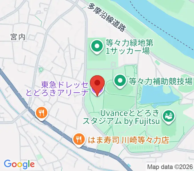 東急ドレッセとどろきアリーナの地図