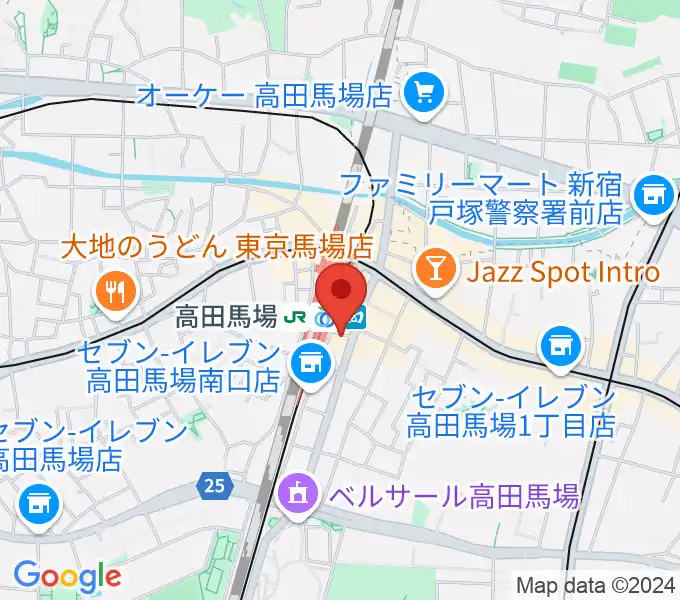 スタジオ音楽館 高田馬場駅前の地図