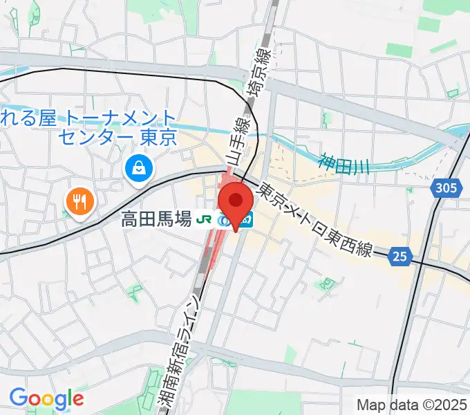 スタジオ音楽館 高田馬場駅前の地図