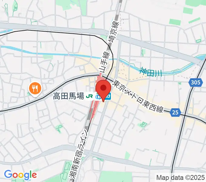 スタジオ音楽館 高田馬場駅前の地図